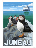Puffins & Cruise Ship  Juneau  Alaska
