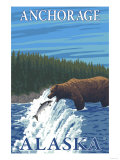 Bear Fishing in River  Anchorage  Alaska