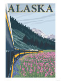 Alaska Railroad and Fireweed  Alaska