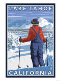 Skier Admiring  Lake Tahoe  California