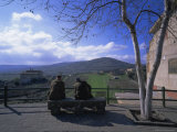 Two Men on a Bench  Barbagia  Sardinia  Italy  Europe