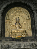 Close-up of Gold Relief Carving of Manjushri  Bodhgaya (Bodh Gaya)  Bihar State  India  Asia