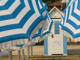 Umbrellas and Beach Hut  Jesolo  Venetian Lagoon  Veneto  Italy  Europe