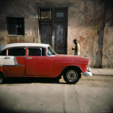 Old Red Car  Havana  Cuba  West Indies  Central America