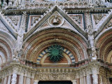 Gothic Detail on the Facade of the Duomo  Including the Sun Symbol  Siena  Tuscany  Italy