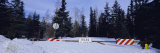 Road Closed Sign and Deep Snow  Alaska  USA