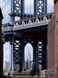 Empire State Building Seen Through the Manhattan Bridge  Brooklyn  New York  New York State  USA