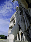 Statue with the Palazzo Della Civilta Di Lavoro Behind  Eur  Lazio  Italy