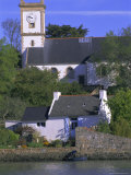 Church and Cottage  Bourg De Locmiquel  Ile-Aux-Moines  Brittany  France