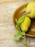 Pears on Brown Ceramic Plate