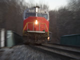 Close View of a Locomotive Rushing into the Zoom Lens  Silver Spring  Maryland
