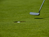 Close Up of Golf Ball in a Hole with Putter  Groton  Connecticut