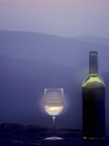 Bottle of Wine and Glass against a Scenic Background  Blue Ridge Mountains  Virginia