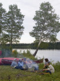 Canoeists Cooking Campfire on the Winisk River