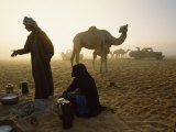 Bedouins Cooking on the Sand at their Camp at Sahamah  Oman