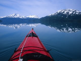 Exploring in a Sea Kayak a Calm Bay Off the Prince William Sound  Alaska