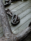 Close Up of a Large Anchor and Chain on a Dock  New York  New York