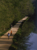 Bikers on the C and O Canal Path in Washington  DC