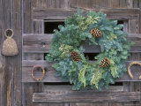 Horseshoes and Holiday Wreath on Arroyo Hondo Stables  California