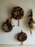Four Wreaths Hang on the Wall of a Tuscan Villa  Tuscany  Italy
