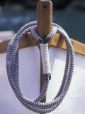 Detail of Coiled Line on a Wooden Boat in Halibut Cove  Alaska