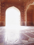 Intricate Carved Floor and Ceiling of the Sandstone Taj Mahal Mosque  Agra  India