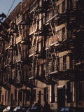 Exterior View of Buildings with Fire Escapes in New York City