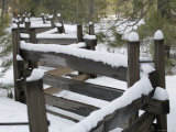 Fence Post at Donner Lake Area Covered in Fresh Snow  California