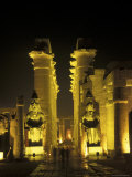 Luxor Temple Entrance with Ramses II Statues at Night in Luxor  Egypt