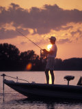 Man Fishes During Sunset on the James River near Shirley Plantation in Virginia