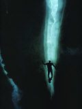 Diver is Silhouetted in a Lead in the Ice of Mcmurdo Sound