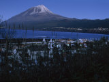 First Light on Lajes Village and Pico Mt Top of Frame