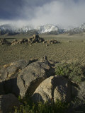 Eastern Sierras Rock Formations and Snow Known as the Alabama Hills  California