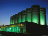 Illuminated View of the Power Plant at Dusk