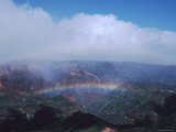 Rainbow and Clouds over a Canyon on Kauai  Hawaii