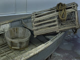 Old Wooden Boat with a Barrel and Lobster Trap  Mystic  Connecticut
