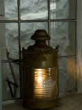 Old Anchor Light in the Window of Historic Lighthouse  Stonington  Connecticut