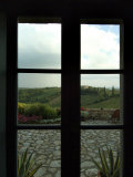Looking Through a Window to the Rolling Hills of Tuscany  Italy