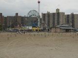 Looking Across the Beach to the Ferris Wheel at Coney Island  Brooklyn  New York