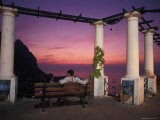Sitting on the Promanade in Piazza Umberto  Capri Island  Italy