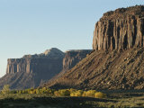 Landscape of Red Rock Mesas  Buttes and Aspen Trees in Autumn Foliage  Utah