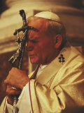 Pope John Paul II Prays with a Bishop's Crosier Pressed to his Brow