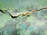 Rusty Crack in Layers of Paint on Old Truck