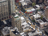 Taxi's Fill the Streets as Seen from This High Angle View of the City