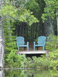 Two Chairs Sit at a Lakeside Camp  Moosehead Lake  Maine
