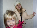 Sisters Play Before Heading Outside  Chevy Chase  Maryland