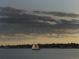 Schooner Mystic Whaler Sailing Up Thames River Past New London Light  Groton  Connecticut