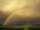 Spectacular Double Rainbow and Storm Clouds over Farmland  Australia