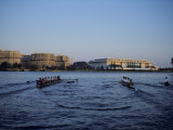 Two Crew Teams Row Side by Side on the Potomac River  Washington  DC