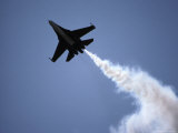 Su27 Russian Jet Fighter Trailing Smoke During an Acrobatic Display  Australia
